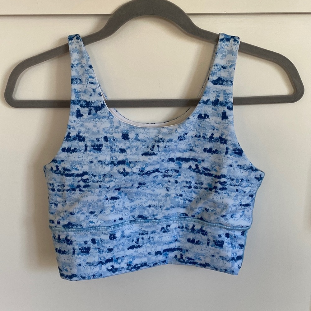Blue pattern DYI soulcycle bra size large